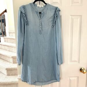 Cloth & Stone Anthropologie Denim Chambray Ruffle Shoulder Dress